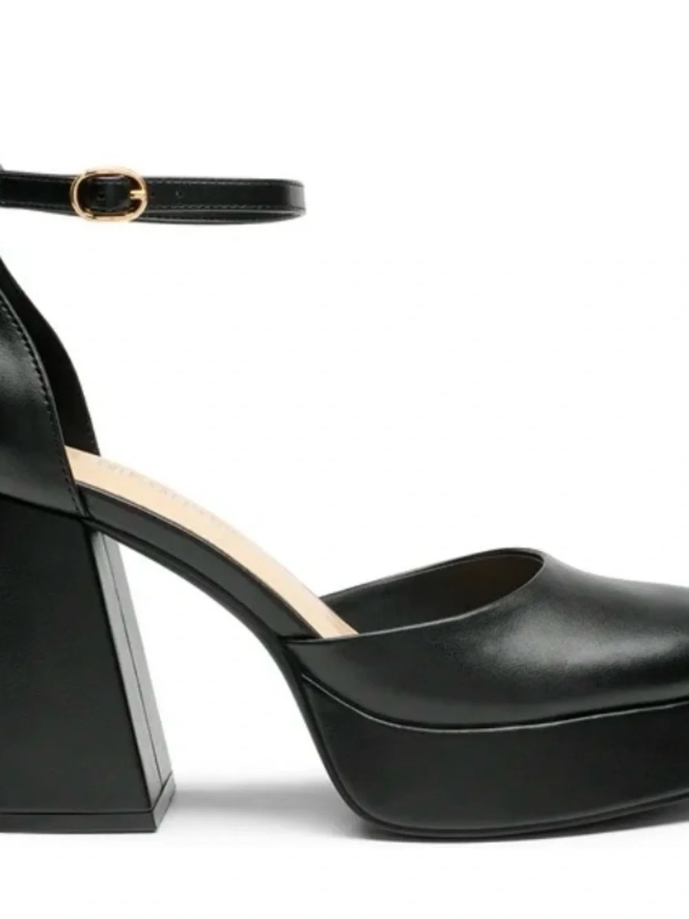 Women's Black Ankle-Strap Block Heel Pumps